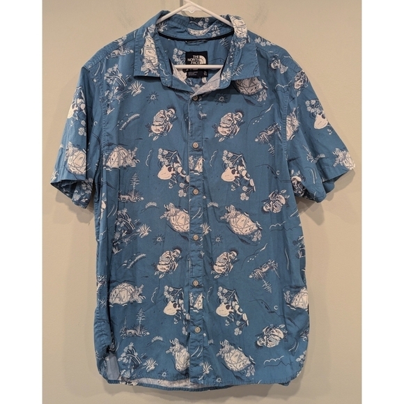 The North Face 100% Cotton Blue Short Sleeve Button Down Size XL - Picture 8 of 8